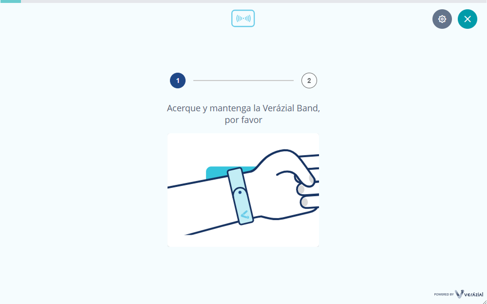 Interface del widget enroll mostrando la lectura de la verazial band